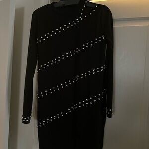 Elegant Black Dress with Silver Accents